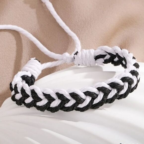 Men's bracelet waxed rope New b8 - Picture 1 of 4